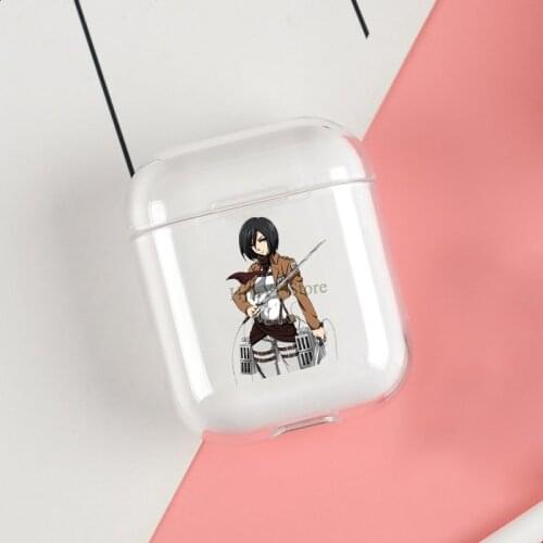 Mikasa Attack On Titan Clear Cases For Apple Airpods 1 2 Earphone Bluetooth Wireless Cover For Airpods 2 1 Coque