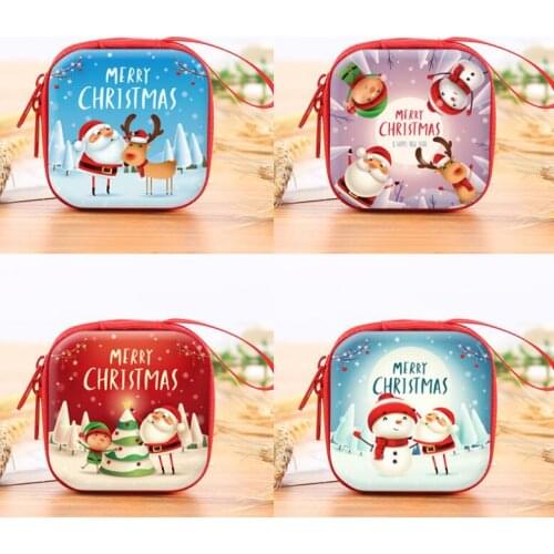Christmas Coin Purse Mini Wallet Portable Candy Pouch Bag Xmas gift Favor Zipper Carrying case for Coins Cash Headset colorful