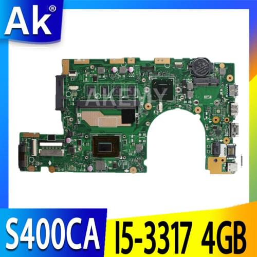 S400CA motherboard REV3.1 For ASUS S400CA I5 -3317 CPU 4GB RAM Laptop motherboard S500C S400C S500CA Notebook mainboard