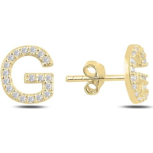 Silver 925 Set-G-Letter Earrings