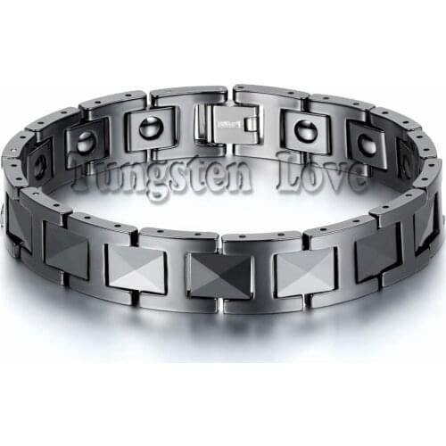BONISKISS Punk Black Ceramic Man Stereoscopic Bracelets Health Balance Bracelet With Energy Magnetic Stone Inlay pulseras hombre