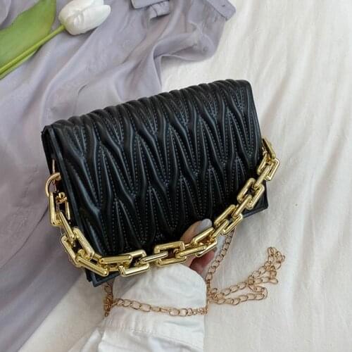 Texture Thick Chain Crossbody Bags For Women Fashion Embroidery Shoulder Bag Small Cross Body Messenger Bags Designer Handbags