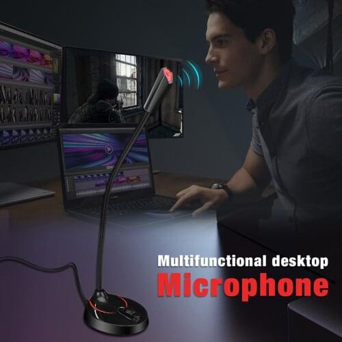 USB Computer Microphone Omnidirectional PC Laptop Microphone with 360 Degree Adjustable Gooseneck for YouTube Live Streaming