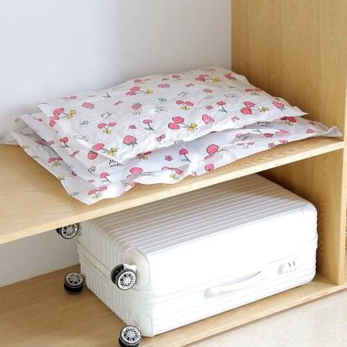 Vacuum Bag Storage Bag Red Fruit Cherry Pattern Foldable Extra Large Compressed Organizer Saving Space Seal Bags Quilt Bed Bags