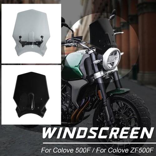 For Colove 500F ZF500F Windscreen Windshield Wind Deflector Viser Shield Screen with Bracket Motorcycle Accessories Black Smoke