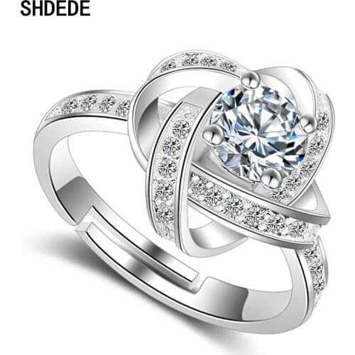 SHDEDE 925 Sterling Silver Finger Rings For Women Fashion Wedding Jewelry Gift Embellished With Crystals From Swarovski -X164