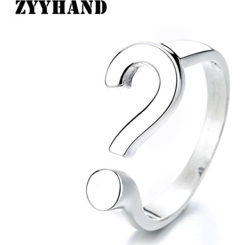 Platinum-Plated Symbol Women Adjustable Ring Question Mark Simple Hip Hop Rock Style Girl Party Jewellery