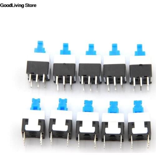 ZLinKJ 10pcs/lot wholesale Square 8x8x13mm 6 Pin Mini Push Button Self-locking Switch Multimeter Switch