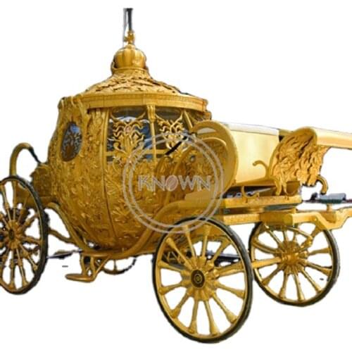 Golden Outdoor Royal Horse Carriage Four Wheels With Horse Type or Electric Type Customized Color