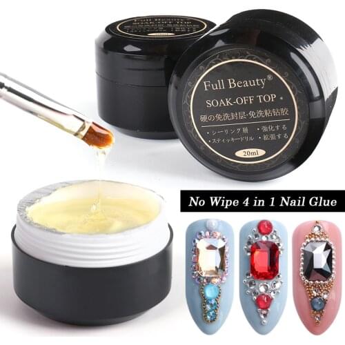 1pcs Nail Gel For Rhinestone Strong Nail Glue Sticky Adhesive Soak Off Polish Varnish Builder Top Coat No Wipe Manicure LY1823