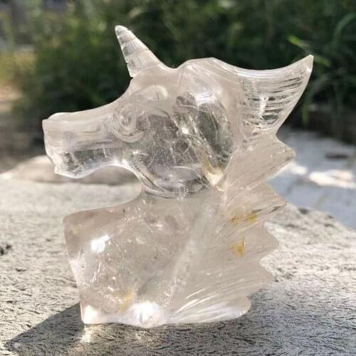 1PC 150-200G Natural Stone Unicorn Sculpture Healing Crystal Reiki Statuette Home Decoration Quartz Gem Animal Decoration Gift