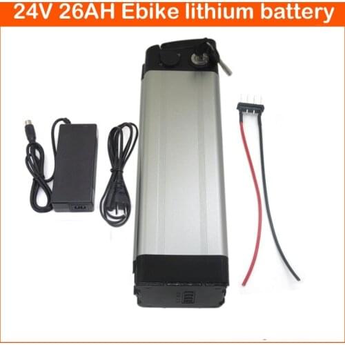 500W 24V 20AH Silver fish Lithium battery 24 Volt 26AH Electric Bike bateria Use Panasonic 18650 cell with 29.4V 3A charger