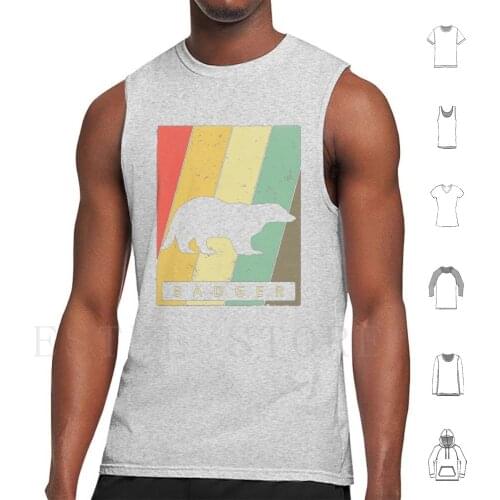 Badger Lover Vintage Retro Poster Animal Tank Tops Vest Sleeveless Badger Vintage Retro Classic Badger Lover Animal Wildlife