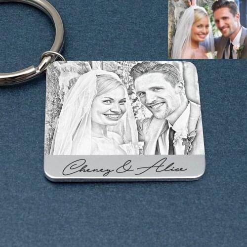 Personalized Photo Keychain,Custom Calendar Keychain,Picture Keyring Valentines Day Gift,Anniversary Gift for Him Her Couples