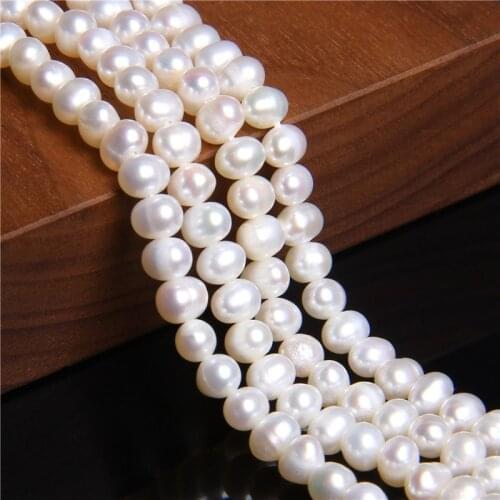 4-4.5mm Fine AAA Natural White near round freshwater pearls beads loose oval real pearl beads For Jewelry Making DIY Bracelets