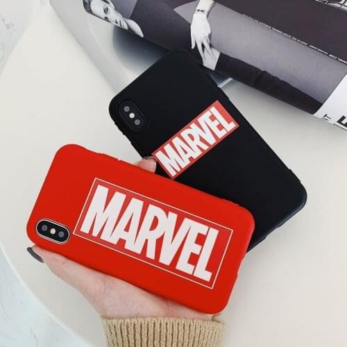Marvel letter phone case for iPhone 6 / 6S / 6plus 7 / 8 / plus X / XS / XR / XSMax cute cartoon Anti-fall Silicone Case Couples