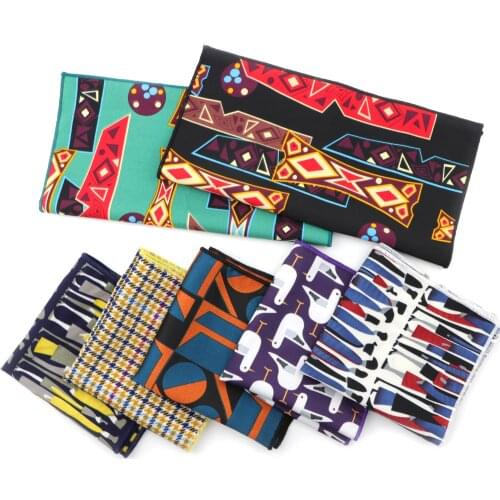 Geometric Printed Handkerchief Polyester Women&Men Wedding Pocket Square Bohemian Style bow tie Accessory Gift