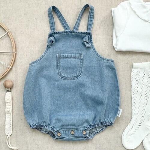 Baby Boy Girl Rompers Kids Boy Girl Cowboy Braces Rompers Infant Baby Boy Girl Newborn Pure Color Rompers