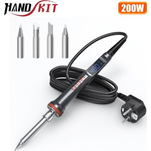 200W Soldering Iron LED Digital Display Adjustable Welding Electric Soldering Iron EU/US Plug 15min Auto Sleep Tin Welding Tool