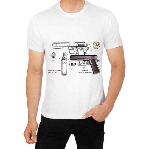 Colt 45 Caliber Diagram Patent 1911 By John Browning T Shirt Art Tm T Shirt Discount 100 % Cotton For MenS Novelty Men T-Shirt