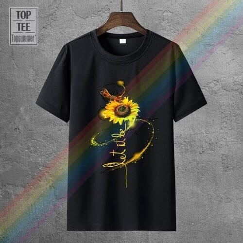 Hippie Dragonfly And Sunflower Let It Be T Shirt Black Cotton Men S 6Xl Us Stock