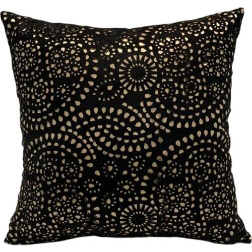 Hot Selling Foil Printing Square Laser Cutting Cushion Cover Gold Stamping Throw Pillowcase Shiny