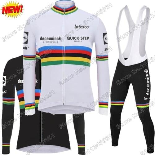 2021 Quick Step Cycling Jersey Summer Set Men World Champion Cycling Clothing Long Sleeve Road Bike Suit MTB Maillot Cyclisme