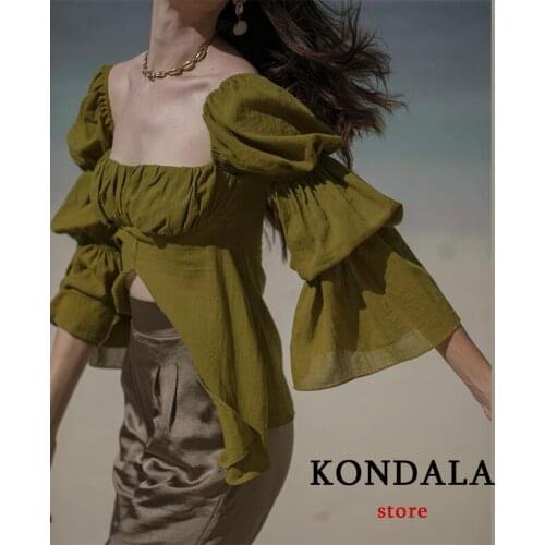 KONDALA Stand-up Collar Blouses