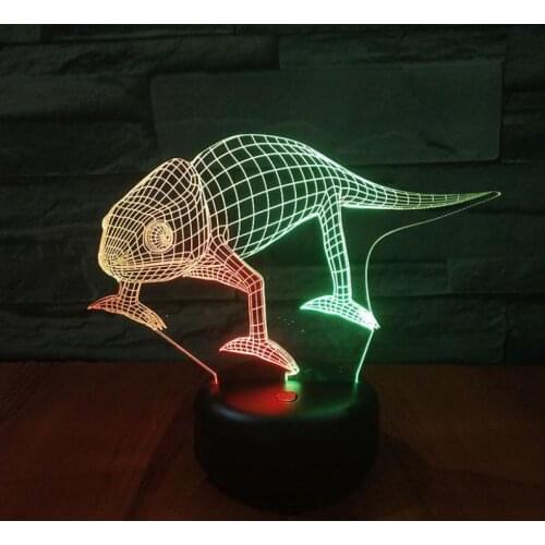 Creative Visual Touch Charging 3d Lamp Atmosphere Gift Novelty Lights With Chameleon Led 3d Night Light