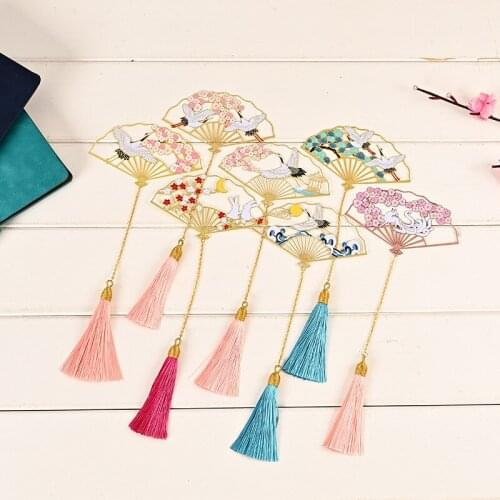 Brass Hollow Out Custom Antique Folding Fan Metal Bookmark Classical Chinese Romantic Creative Commemorative Gift