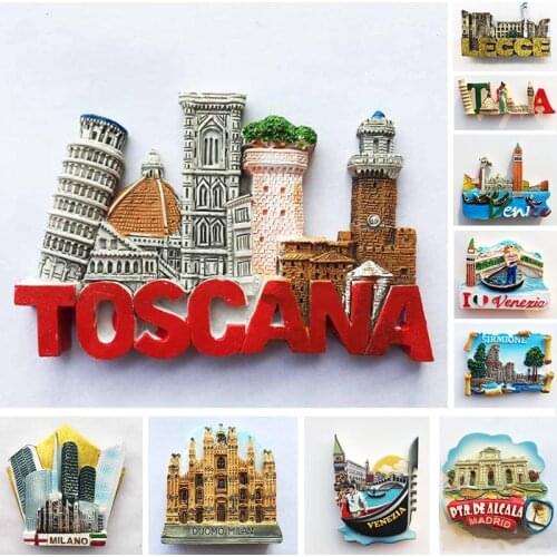 Italy Milan Fridge Magnets Madrid Florence Toscana Sirmione Lecce Venezia Tourist Souvenirs Magnetic Refrigerator Stickers Gift
