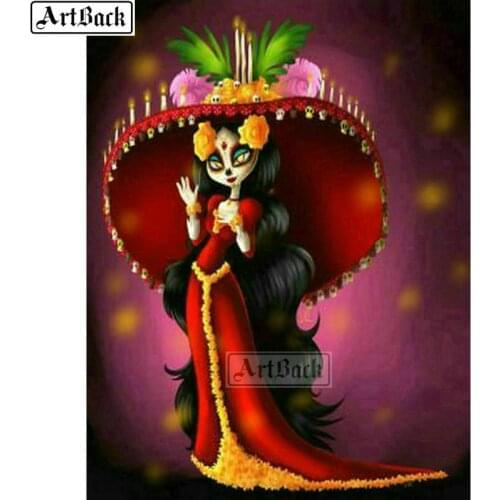 ArtBack 5d diy diamond painting skull sugar girl full square / round diamond mosaic kit new arrival stick diamond embroidered
