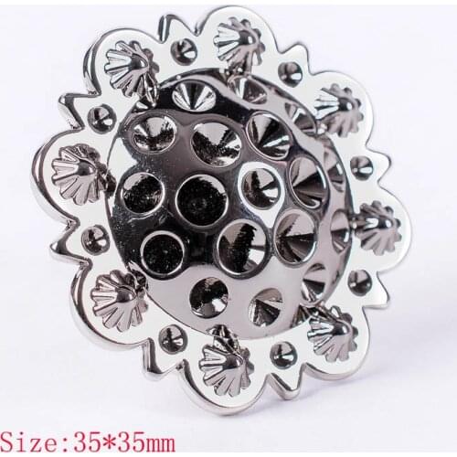 Set of 5 WESTERN HORSE SADDLE TACK 1-3/8" Bright Silver BERRY CONCHOS screw back