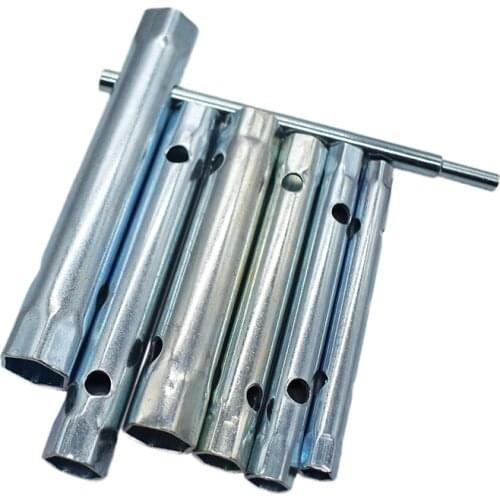 7PC Metric Tubular Box Wrench Set 6-17mm Tube Bar Spark-Plug Spanner Steel Double Ended for Automotive Plumb Repair