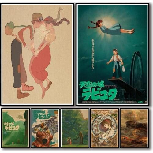 20 Designs Anime Laputa Castle In The Sky Kraftpaper Poster HomeDecal Painting Wall Sticker for Coffee House Bar