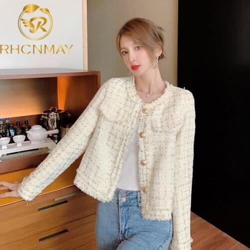 2021 Autumn and Winter New Korean Fashion Tassel Coat Temperament Yujie Fan Check Tweed Long-sleeve Short Jacket Womens Trend