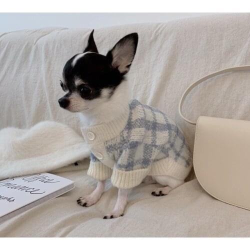 New Sweaters For Pets Autumn Winter Dog Clothes Small Dog Sweaters Cute Plaid Cardigans For Puppy Cat Clothing Pug Chihuahua