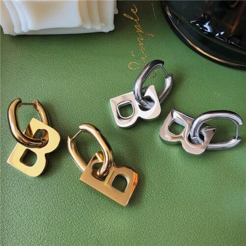 Titanium steel New Arrival Fashion Classic Women Dangle Earrings Letter B Earrings Female Korean Jewelry