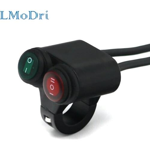 LMoDri Motorcycle Handlebar Switch 2 Control Button In 1 Motorbike 22mm 7/8" Bar Refit Switches Waterproof ON/OFF Indicator