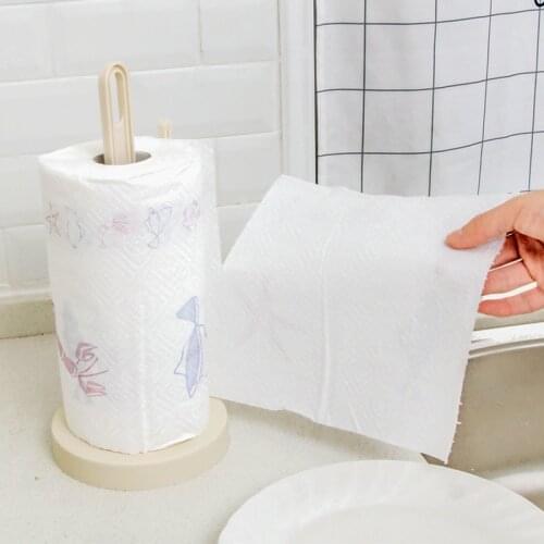 Paper Roll Holder Kitchen Countertop Tissue Paper Towel Stand Bathroom Organizer Storage Rack Simple Assemble