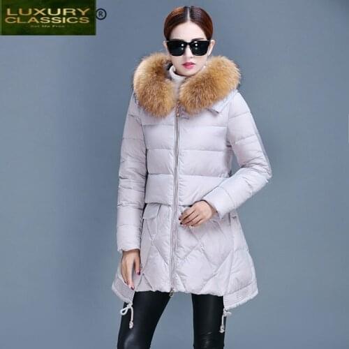 Women Winter Down Jacket Korean Long Down Coat Female Slim Thick Warm Clothes Jacekt + Fur Hooded Coats Ladies 2021LW1089