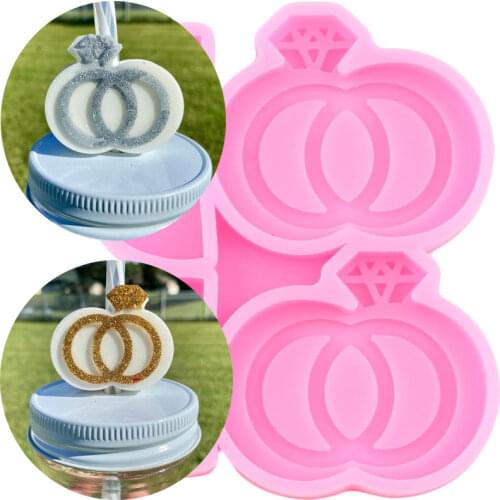 Disney Diamond Ring Straw Topper Silicone Mold Wedding Candy Chocolate Fondant Cake Decorating Tools Keychain Epoxy Resin Moulds