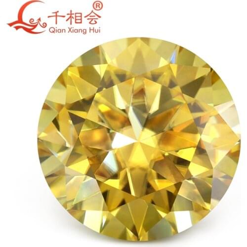 Cheapest 5mm to 11mm Plating yellow color Round Brilliant cut Sic material moissanite loose stone
