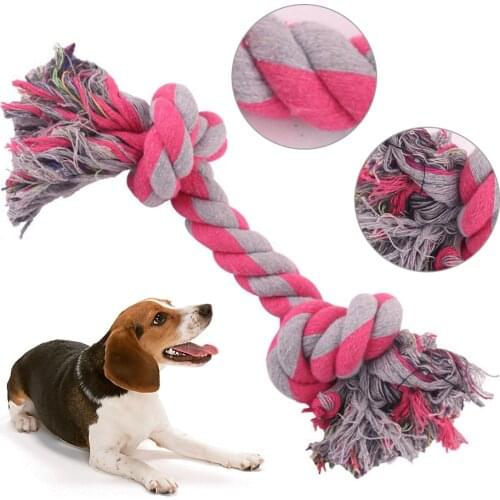 Pet Dog Toy Bite Rope Random Color Double Knot Cotton Rope Funny Cat Toy Bite Resistant and Sharp Teeth Pet Supplies Puppy Toys