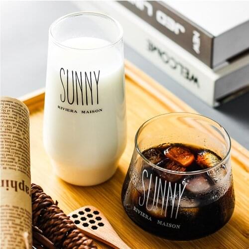 Sunny Simple Design Transperant Glass Cup For Milk Coffee Juice Tea Ice Cream Oat Breakfast Beer Wine Pot Belly Cup