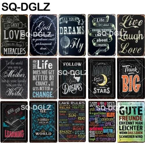 [SQ-DGLZ]Big Dream Tin Sign Wall Pub Bar Club Decor Inspirational Text Metal Crafts Plaques Art Poster Metal Signs