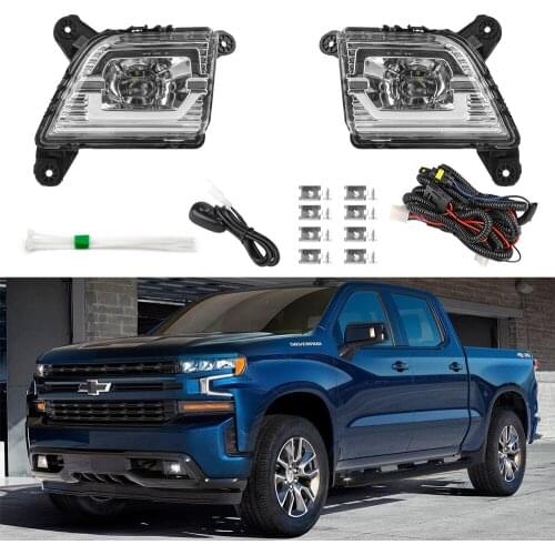 1 Pair 13.2V 8W LED DRL Fog Light assembly For 2019-2021 Chevy Silverado Pick Up Car Daytime Running Lights With Switching Cable