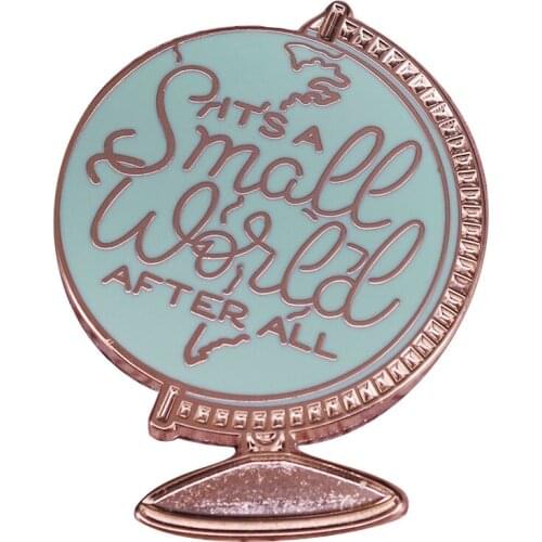 Vintage globe brooch small world after all badge world map adventure pin wanderlust gift travel jewelry