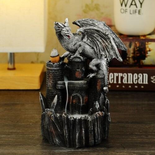 Vintage burner incense holder burner resin skull fly Dragon Incense Holders flow tower Set Back-flow Waterfall Back Flow Smoke P