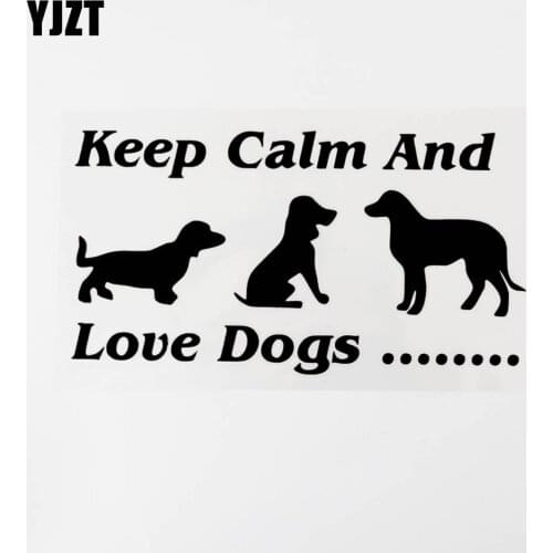 YJZT 18CM×9.5CM Funny Keep Calm And Love Dogs Vinyl Car Sticker Decal Black/Silver 8C-0534